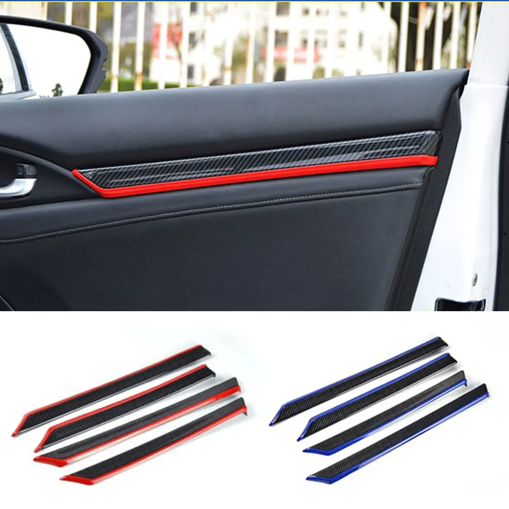

Внутренняя защитная накладка из углеродного волокна для двери автомобиля «сделай сам», 8 шт., декоративная накладка для Honda Civic 10, 2016, 2017, авто...