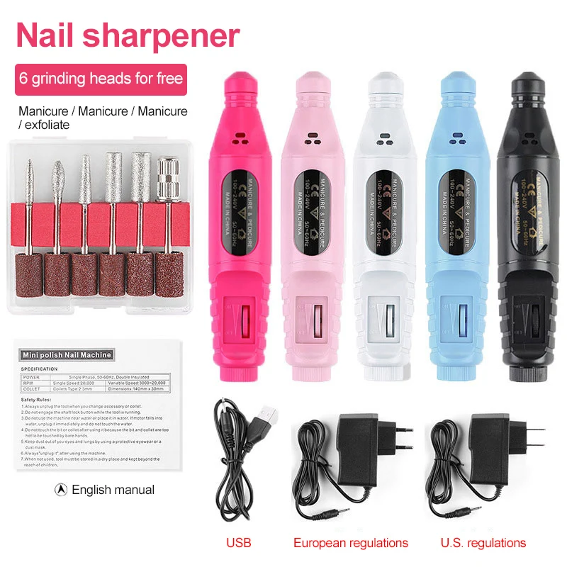 9PCS New Electric Nail Drill Machine Set Grinding Equipment Mill For Manicure...