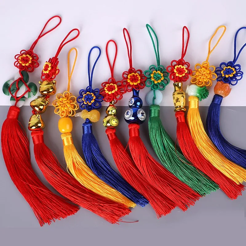 Нефритовые бусины полиэстер шелк китайские узлы кисточки бахрома сделай сам