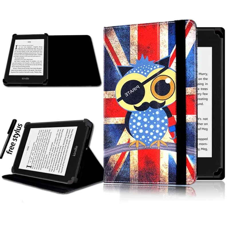 Owl Pirate KK&LL для Amazon Kindle 4/5/7/8/9 Paperwhite 1/2/3/4/Kindle Fire HD 6 дюймов 4th/5th Gen Кожаная подставка для планшета Чехол-книжка чехол - Цвет: Owl Pirate