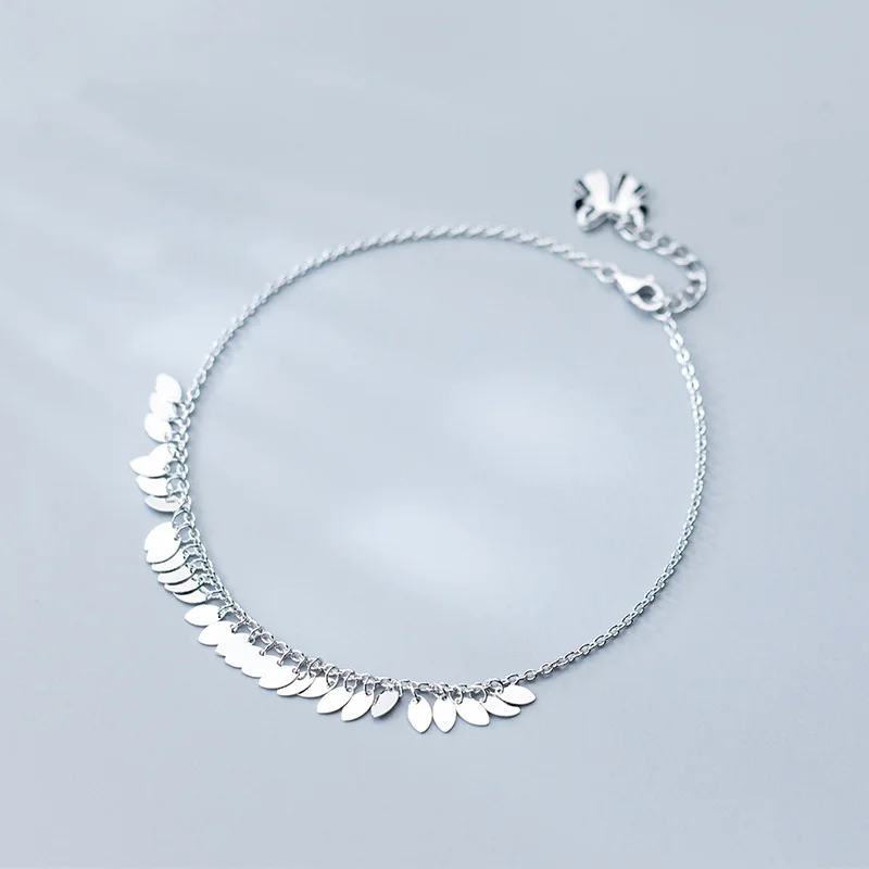 925 стерлингового серебра Сладкий вафли кисточкой цепи браслеты для женщин