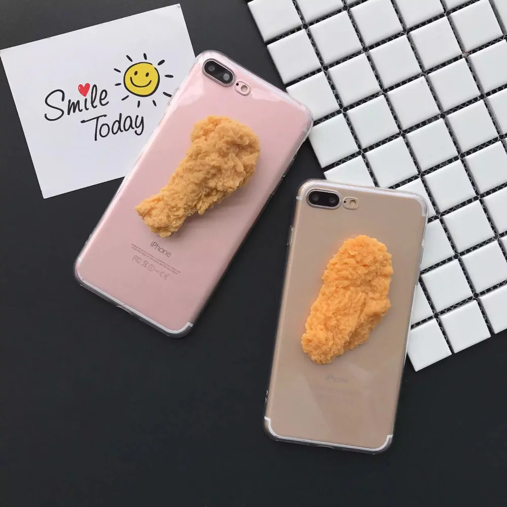 3D имитация забавной вкусной еды курица чехол для телефона s Чехол для iPhone 7 11 Pro 6S 7 8 Прозрачный чехол для телефона X XR XS Max