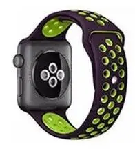 purple green Новые цвета спортивные силиконовые браслеты для apple watch Series 1 2 3 38 мм 42 мм соединяющий ремешок браслета для iwatch 5 4 40 мм 44 мм серия 5 - Цвет ремешка: purple green