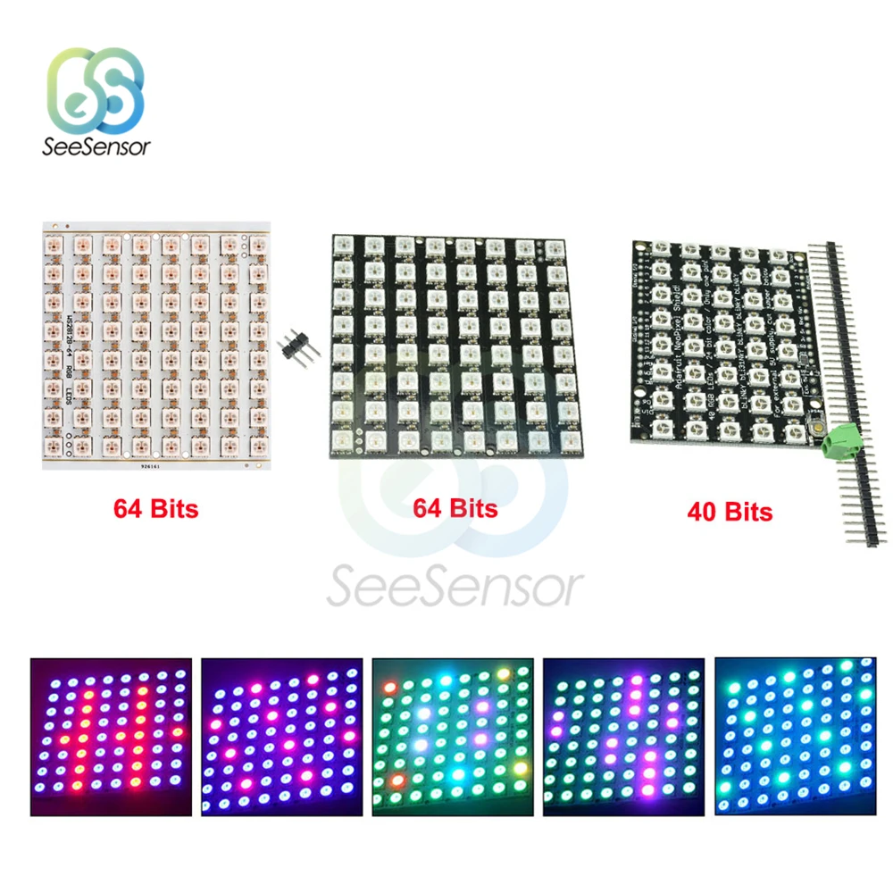 WS2812 LED 5050 RGB 8X5/8x8 светодиодная матрица 40 бит 64 полноцветная Светодиодная панель