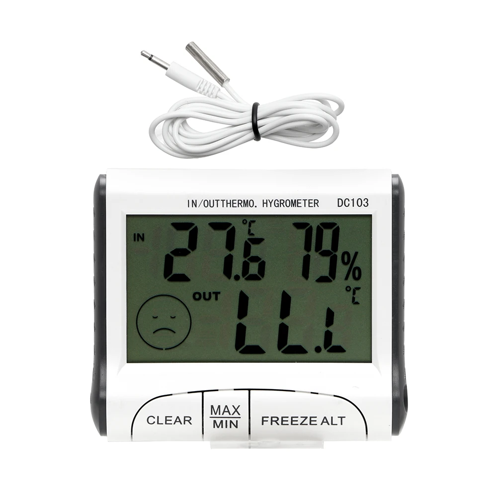 

DIYWORK Weather Station Sensor Tester Alarm Digital LCD Thermometer Hygrometer Indoor Outdoor Temperature Humidity Meter