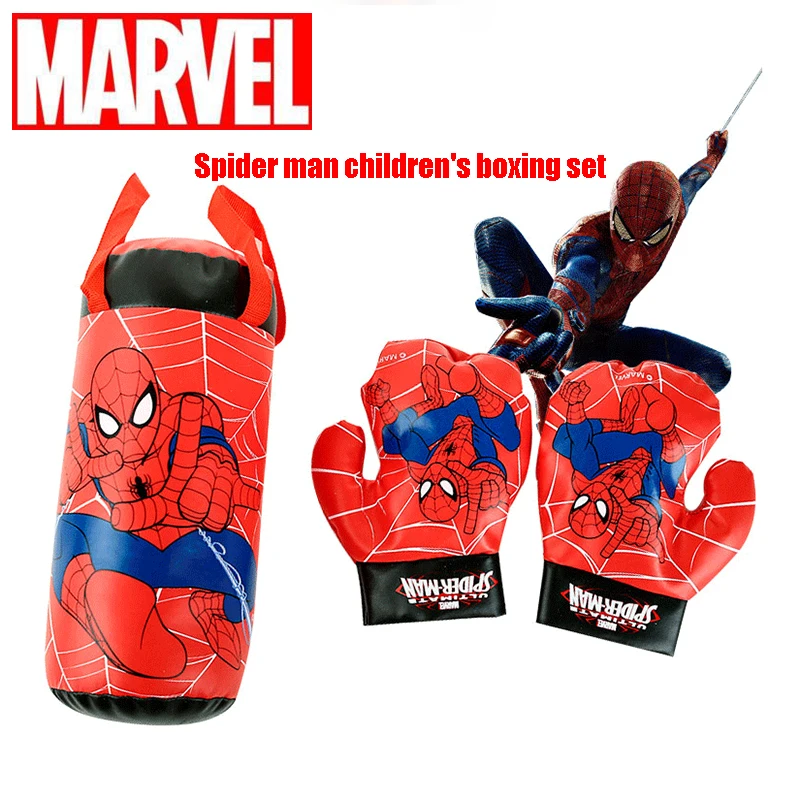 

Фигурки героев аниме Marvel «Человек-паук» 32 см, игрушечные перчатки, мешок песка, костюм, детские подарки, боксерский человек-паук, уличные спо...