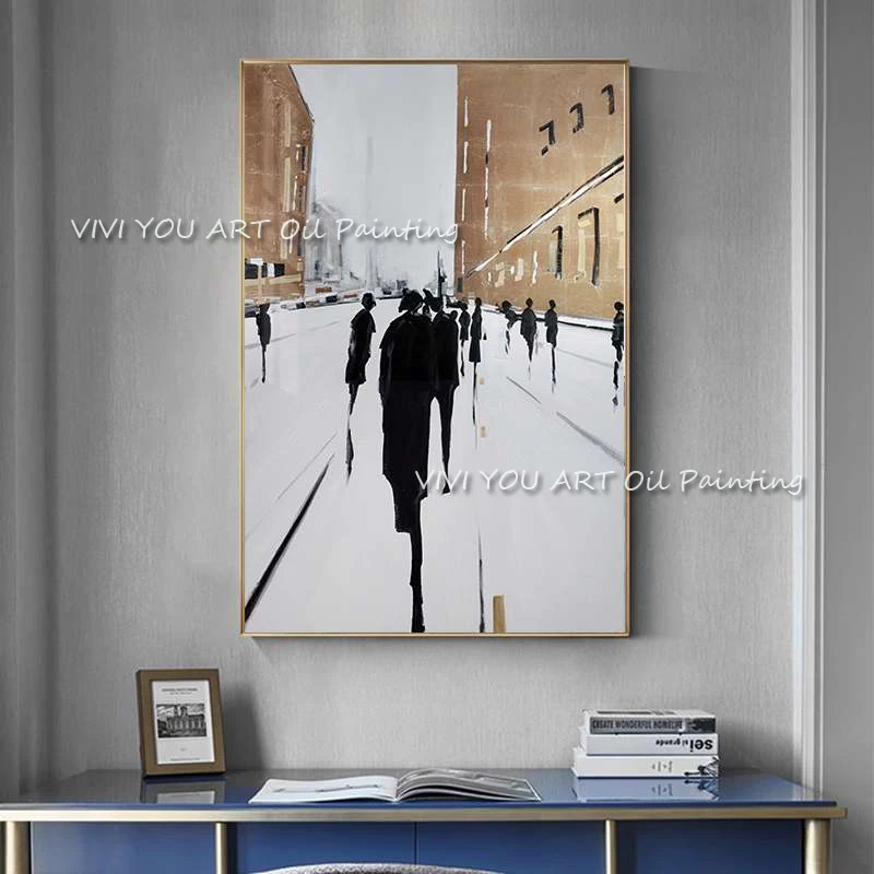 

Настенная картина «Сказочная страна», абстрактная Золотая картина маслом, ручная работа, для гостиной, домашний декор, 100%