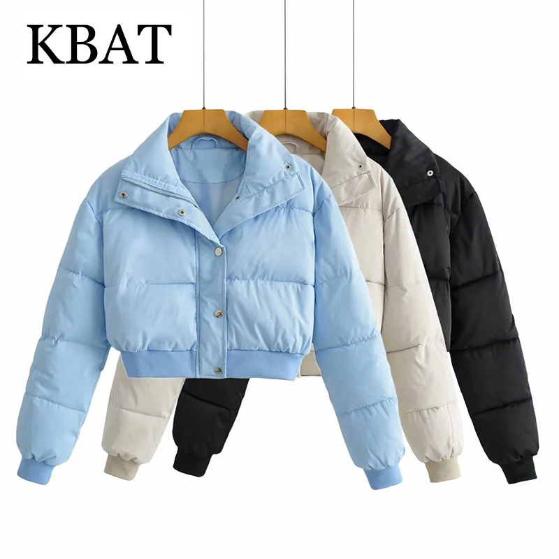 

KBAT 2021 Winter Short Puffer Jacket Coat Women's Clothing Style Cotton Padded Parkas Casual Outwear