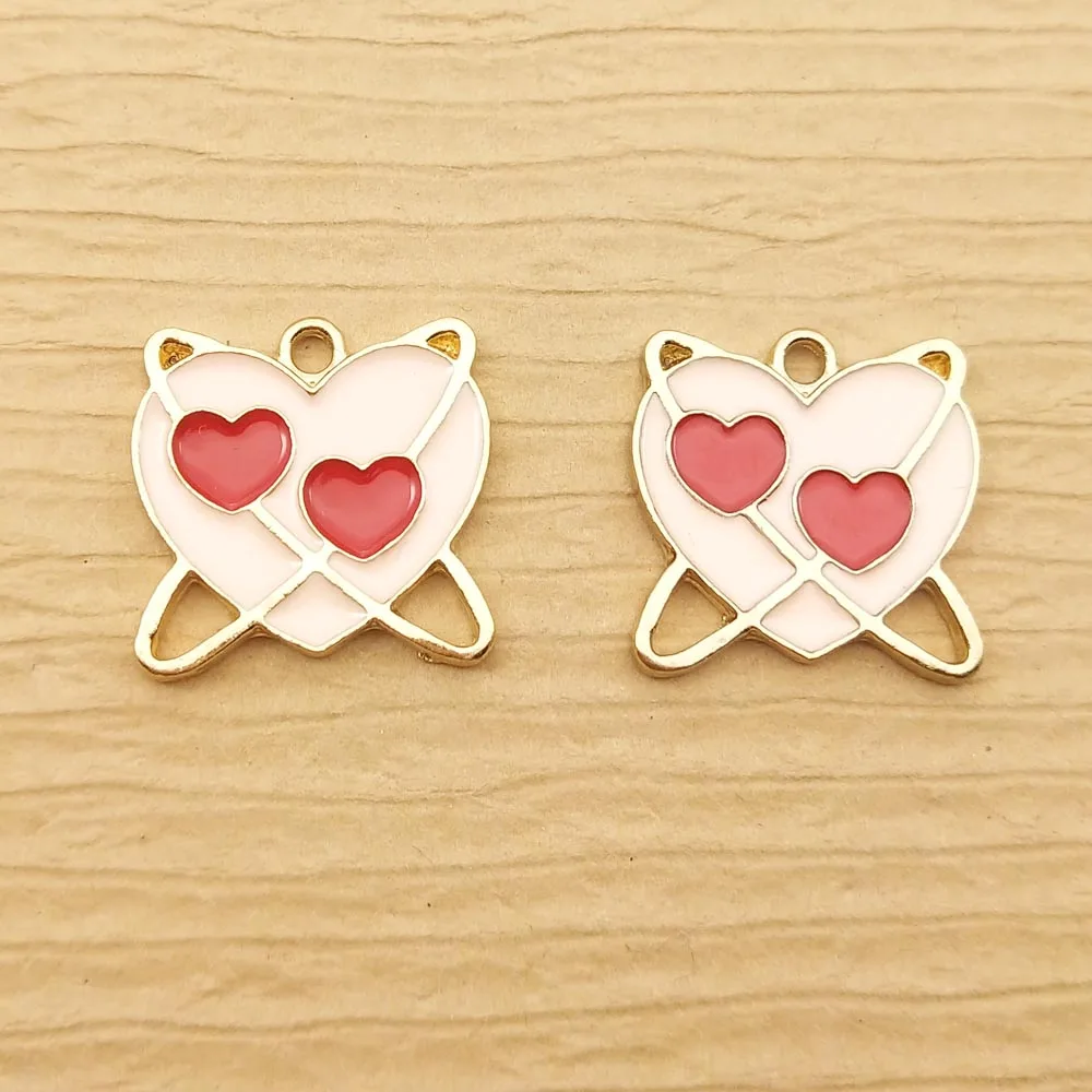 

10pcs 18x18mm enamel heart charm for jewelry making fashion bracelet charm necklace charms earring pendant diy finding