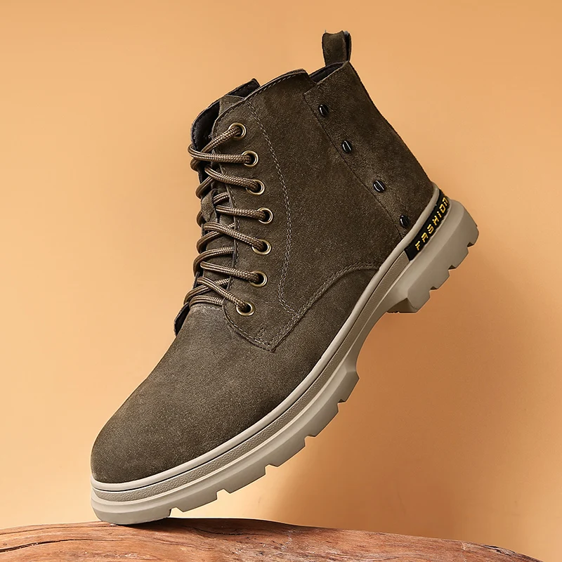 

Leather Men's Martin Shoes British Fashion Cow Suede High-Top Shoes Outdoor Trend Non-Slip Casual Shoes Quality Men Oxford Shoes