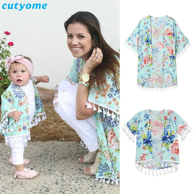 Платье с цветочным принтом для мамы и ребенка дочери|Сочетающаяся одежда семьи| |