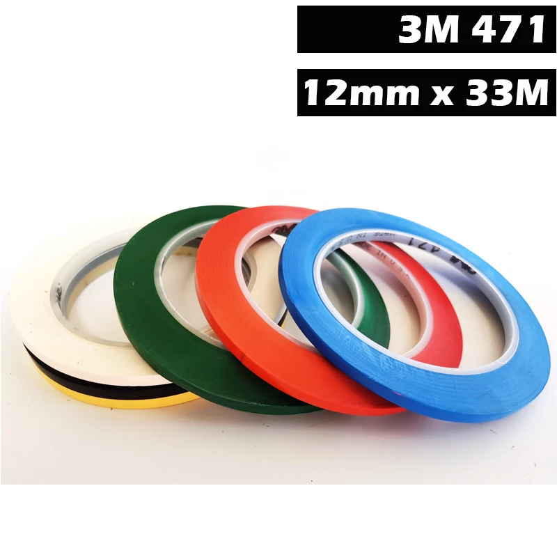 12mmx33M 3M 471 Vinyl Tape Excellent Holding for Floor Marking, Paint masking, Motor Car Surface protection 1/2