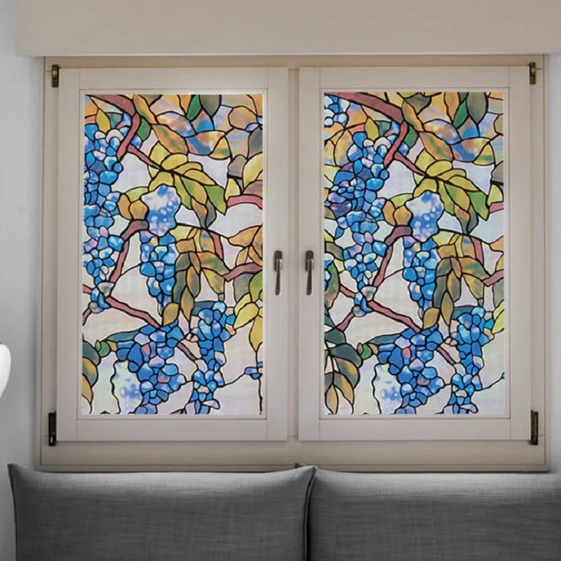 Наклейка из витражного стекла статическая липкая термоизоляция защита