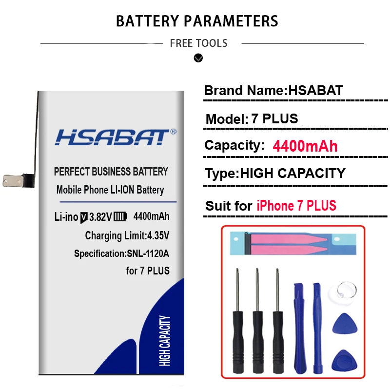 Аккумулятор HSABAT с большой емкостью 4400 мАч для iphone 7 Plus plus 7G Инструменты + наклейка |