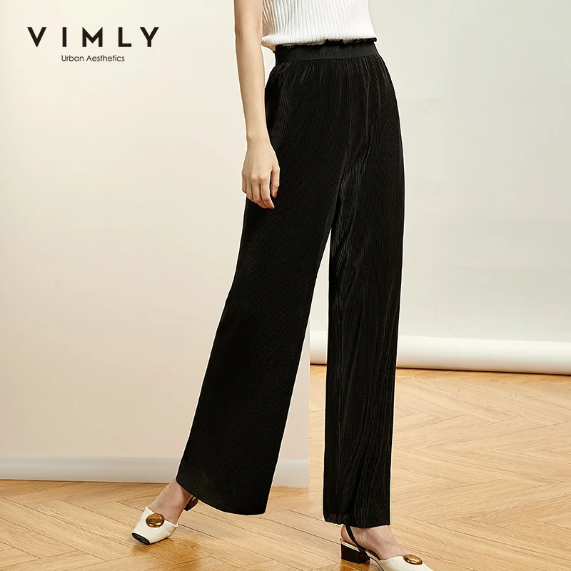 Женские офисные широкие брюки Vimly элегантные свободные тонкие повседневные с