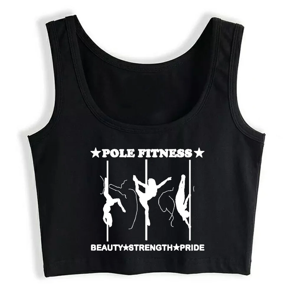 

Crop Top Women Pole Fitness Beauty Strength Pride Black Y2k Gothic Emo Harajuku Tank Top Female Clothes