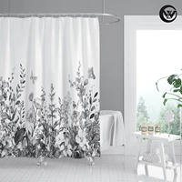 waterproof bathroom curtain printed sketch blackwhite hundred flowers butterfly shower curtain liner polyester bath decor