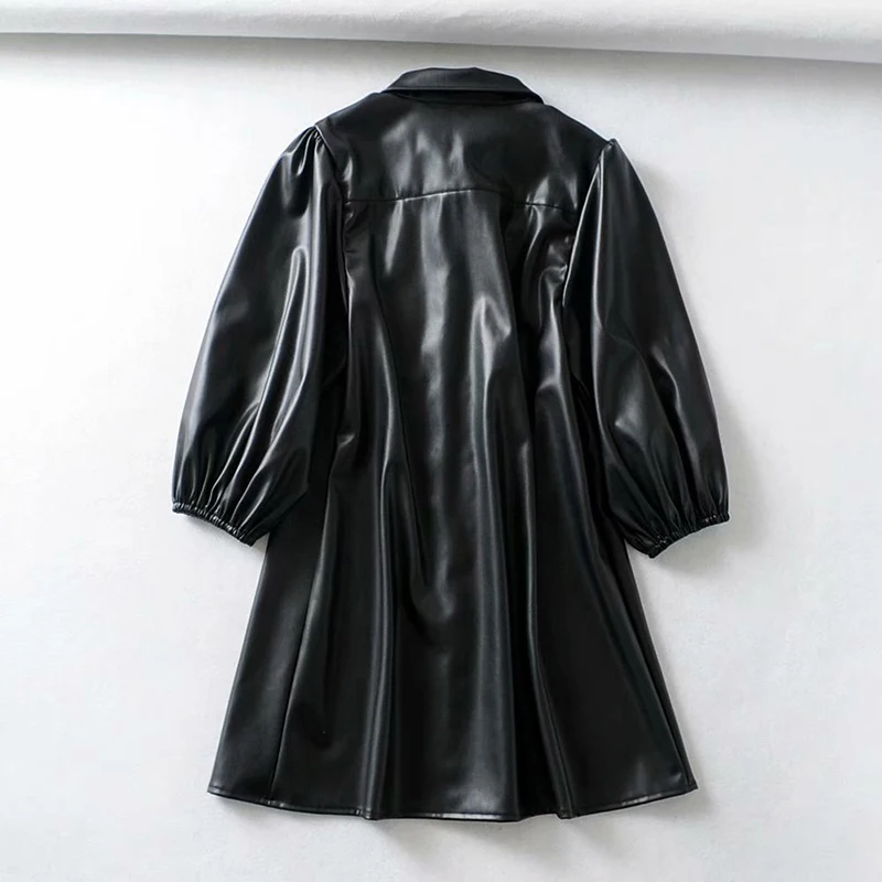Sungtin длинное платье-рубашка из искусственной кожи весна осень повседневное