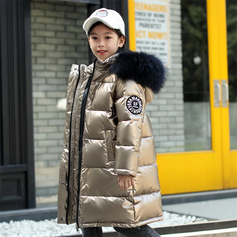 Модные пуховые куртки для девочек Теплые Водонепроницаемые Детские Пуховые