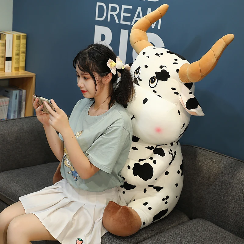 

New Year of The Bull 2021 Symbol Gift OX Year Doll Rattle Decor Kawaii Lucky Four Leaf Clover Cute Cow Plush Soft Plushies Toy