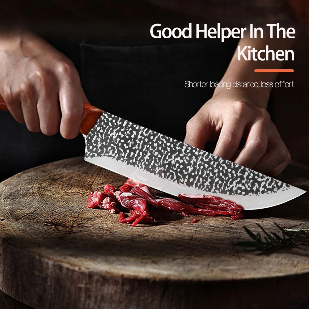 Sowoll 8 ''кованый кухонный нож шеф повара деревянная ручка для выживания снаружи