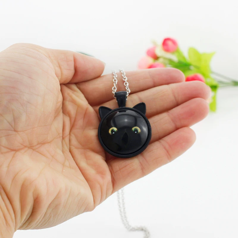 Ожерелье JOINBEAUTY с подвеской в форме черной кошачьей лапы и следов лап собаки, ручной работы с кабошоном из стекла, милый подарок для девочек, ювелирные изделия NT334.