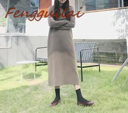 

FENGGUILAI PLUS Knitted Bottom dress Autumn Winter Dress Large Size Women's Appearance Slender Over Knee dress
