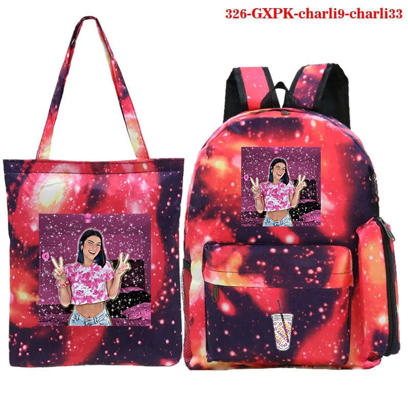 

Kids School Backpack for Girls Korean Style Black Charli D'Amelio Backpack Schoolbag Kawaii Backpacks for Teenage Girls Gift
