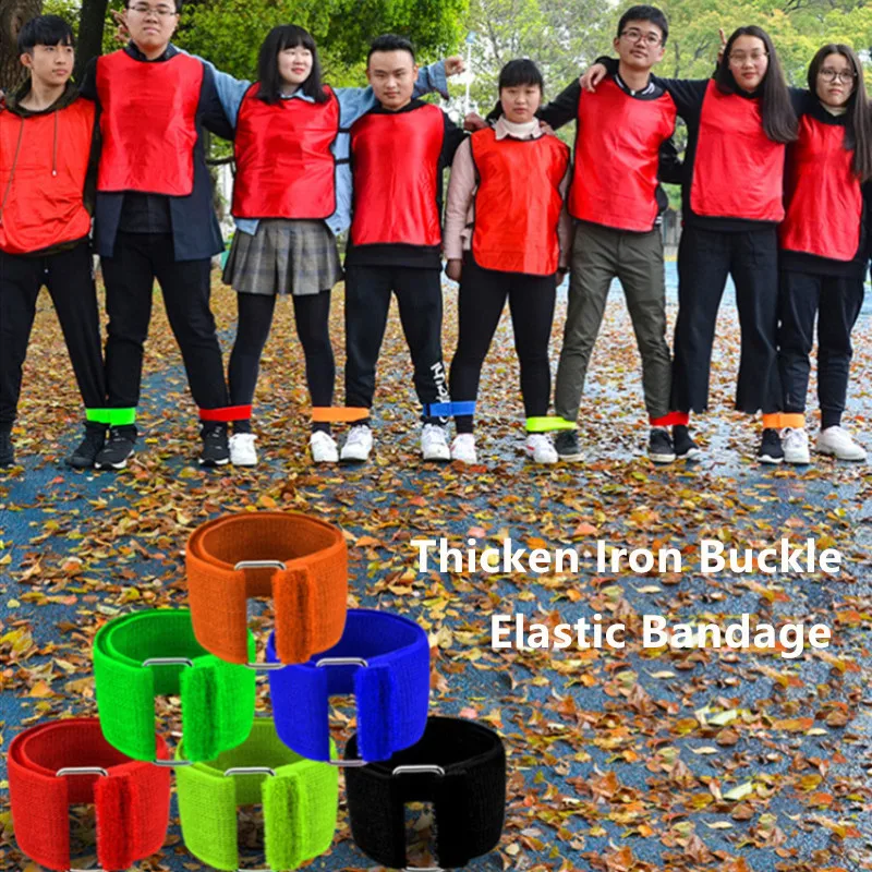 Elastic Bandage 2 People 3 Feet Team Building Outdoor Games Kids Sport Game Kindergarden Interactive Toys Iron Buckle Family Toy