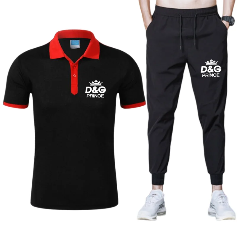 

2021 men's suit men's summer short-sleeved casual sports polo shirt men's shirt quick-drying shorts two-piece suit