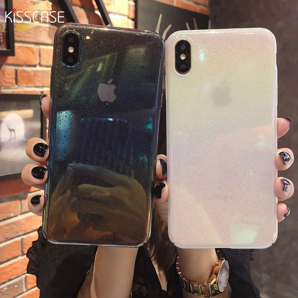 KISSCASE лазерный цветной ПК телефон чехол для iPhone 6 6S 7 8 Plus Funda дождевик покрытие XS XR MAX