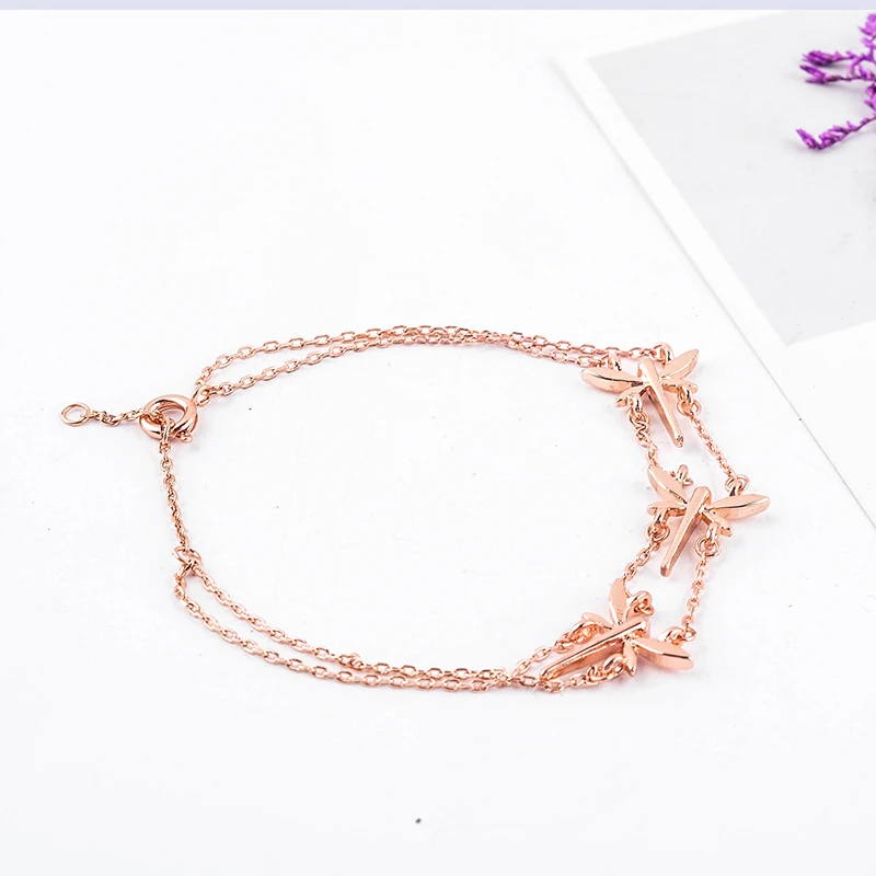 Браслет с тонкой цепочкой со стрекозой простое Ювелирное Украшение креативной