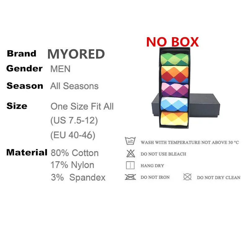 Красочные мужские носки MYORED 5 цветов с рисунком ромбиками хлопковые цветные
