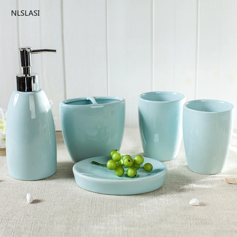 

Liquid Soap Dispenser Ceramic Home Bath Toothbrush Holder Liquid Soap Dispenser Gargle Cup Bathroom Accessories Set Soap Dish