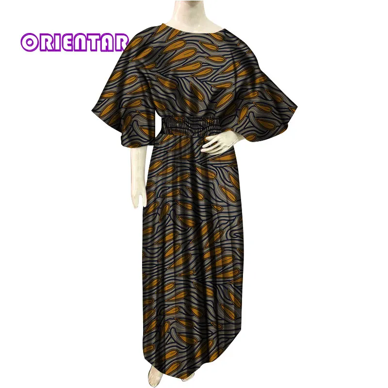 Dashiki African Dresses for Women Casual Africa Print Bazin Riche Dress Lady Elastic Waist Long Maxi Plus Size WY374 | Тематическая
