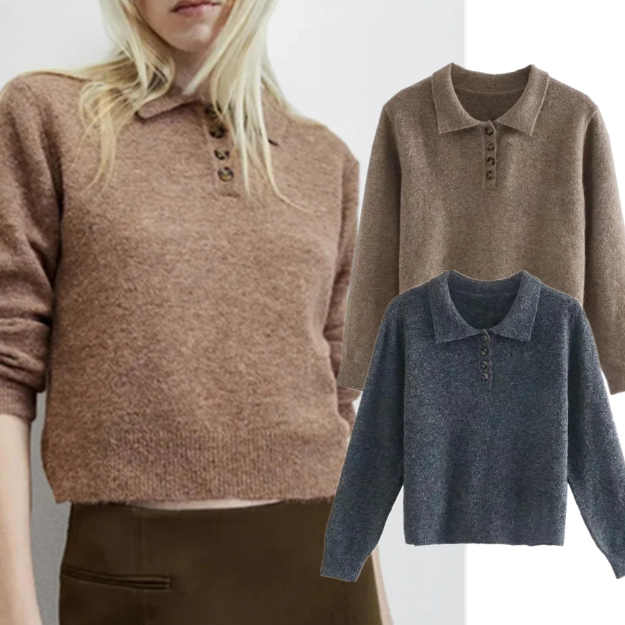 

Maxdutti Camisetas Verano Mujer 2021 английский стиль простой Instagram блоггер винтажный воротник поло футболка Женская Harajuku футболка Топы