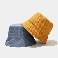 2021 new corduroy bucket hat women panama winter autumn warm big wide visor vintage flat hat streetwear folding travel sun cap