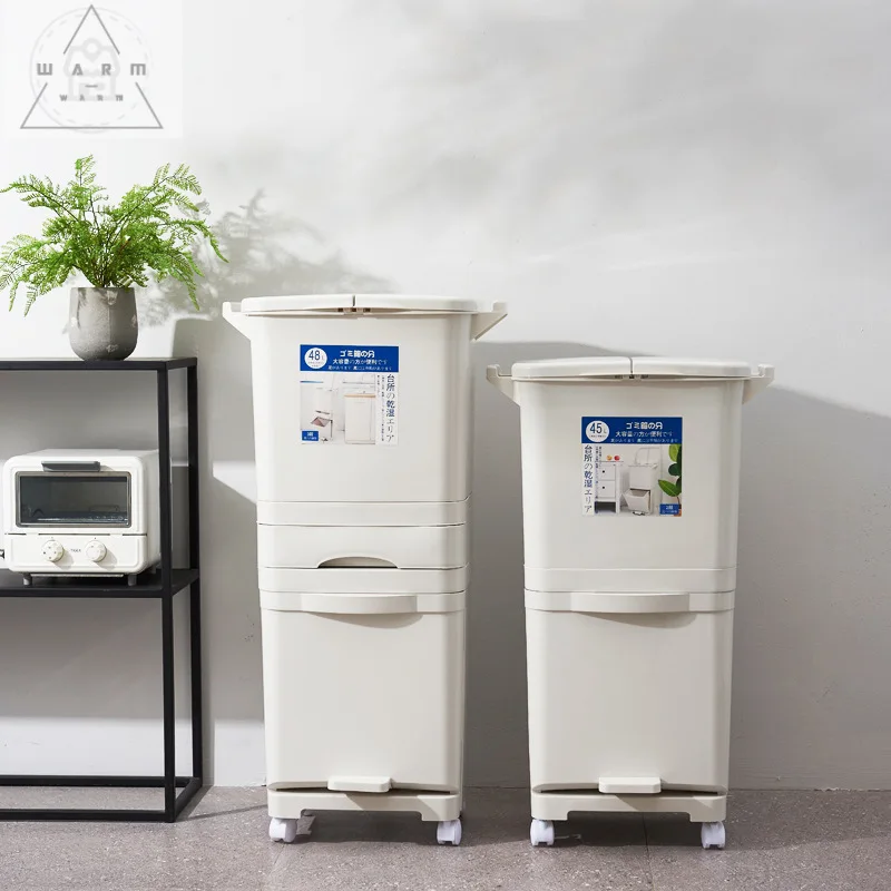 42L большой двойные слои для мусора Кухня вертикальный отходов сортировки ящики с
