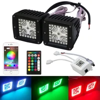 20w car drl rgb daytime running lights 5050 led fog lights off road vehicle work lights app bluetooth square for jeep ford f150