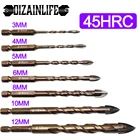 Набор сверл из твердого сплава, набор из 345681012 мм, с шестигранной головкой, для резки стекла, керамики, бетона, треугольное сверло