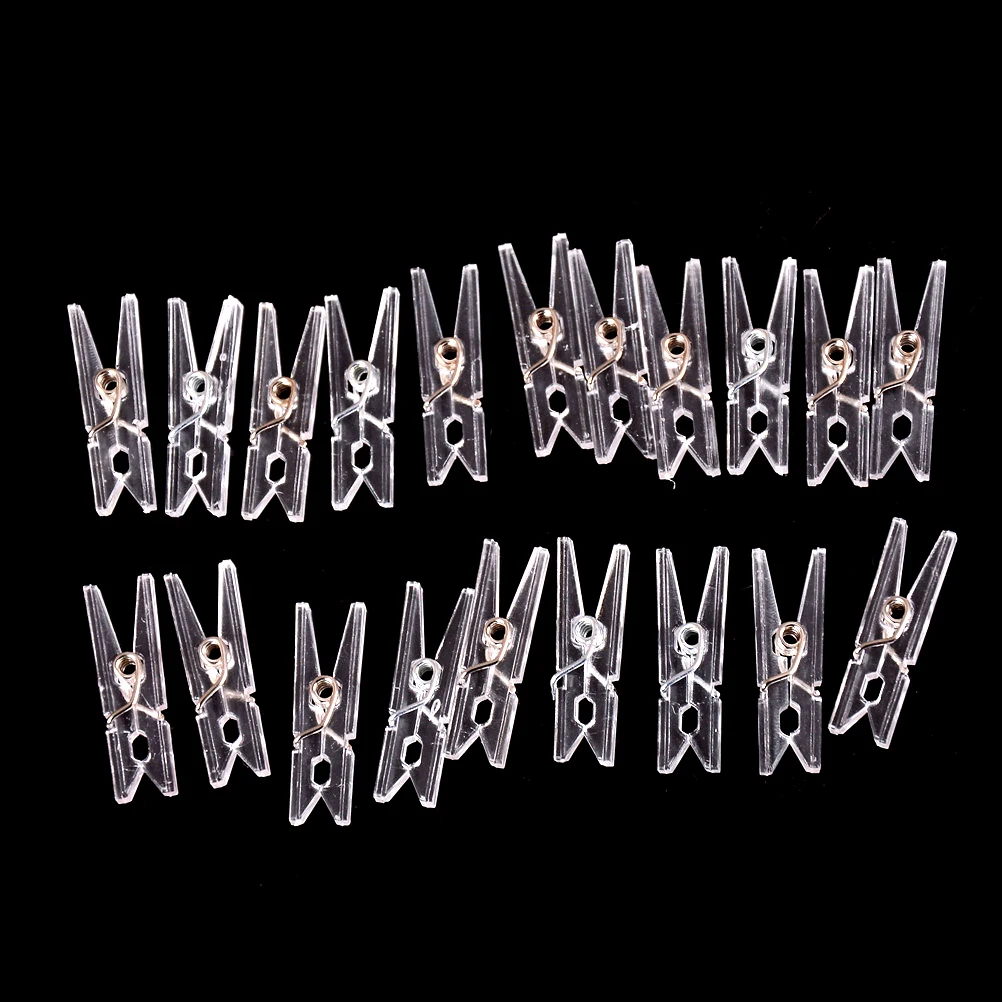20 PCS 25mm Quality Mini Spring Clear Transparent ClipsPeg Pin Clothespin Craft Clips Clothes Photo Paper Party Home Decoration | Дом и сад
