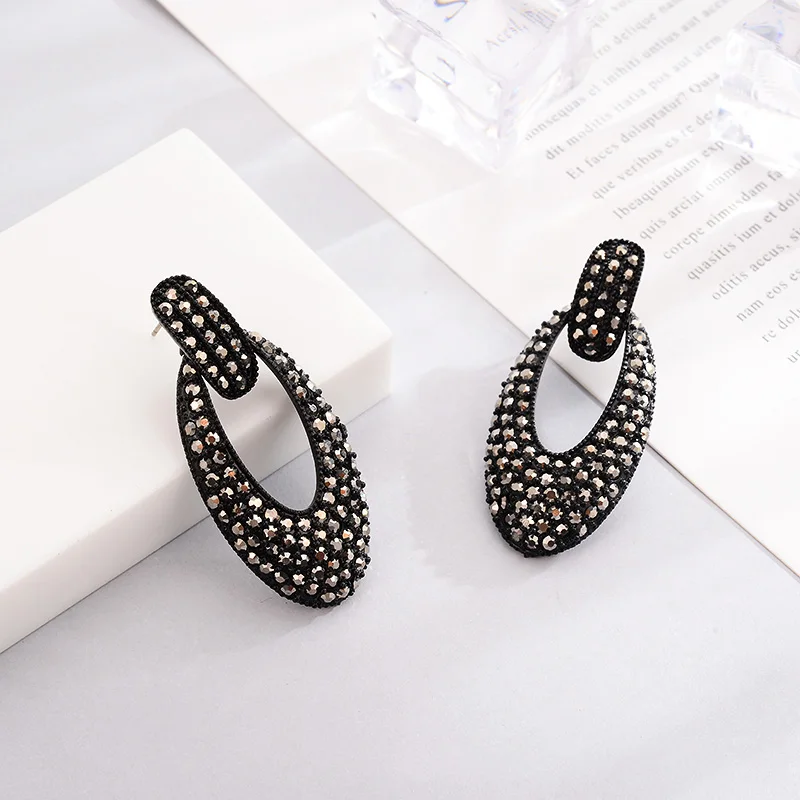 Женские винтажные серьги пусеты MAIKALE большие круглые металлические Стразы