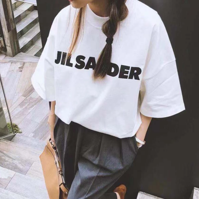 

Women T-shirt 2021 New Loose Letter Printing Mid-length Cotton Short-sleeved T-shirt Top