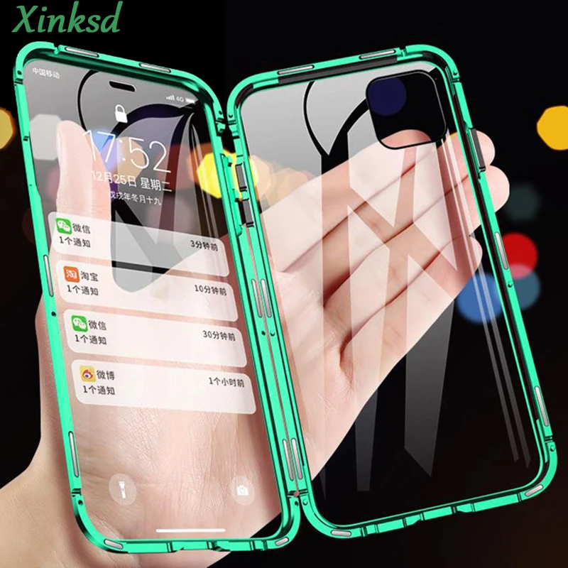 360 металлический магнитный чехол для телефона iPhone 11 Pro Max XR X XS 8 7 6s 6 Plus