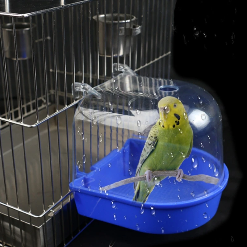 C9GC Vogel Bad Box Papagei Bade Käfig Zubehör für Kleine Vögel Sittich Kanarienvogel Wellensittich Lovebirds Transparent Top