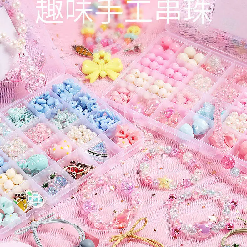 

2Box Diy Beads Toys for Children Handmade Necklaces Bracelets Jewelry Making Beads Kit Set Educational Toys perles pour enfant