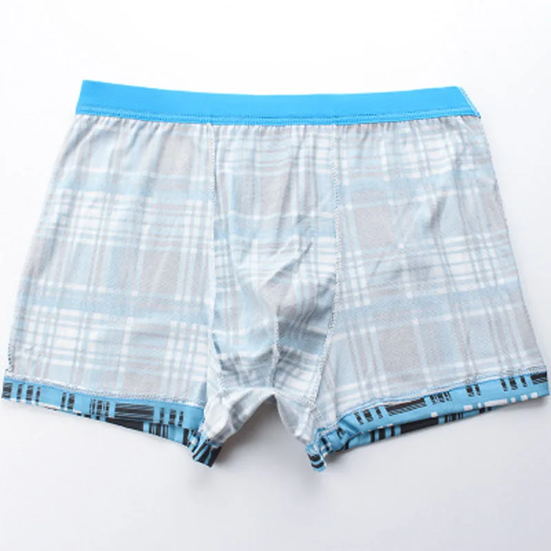 

Men's Boxer Short Briefs Loose Panties Antibacterial Breathable Comfortable Check Striped Shorts Underwear One Size