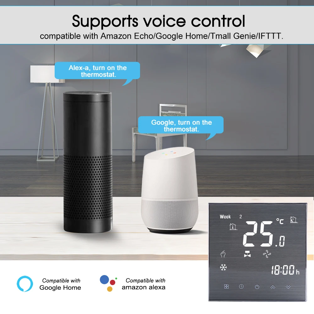 Умный термостат для водонагревателя цифровой ЖК-дисплей голосовое управление