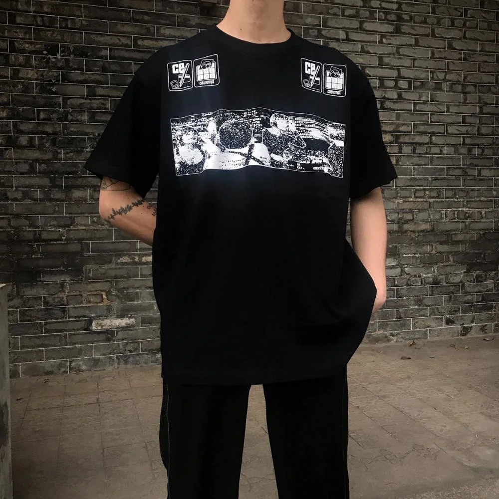 

Мужская и женская футболка Cavempt 2020, летние и Весенние футболки с рисунком персонажа из мультфильма, футболка с цифровым компьютерным рисунк...