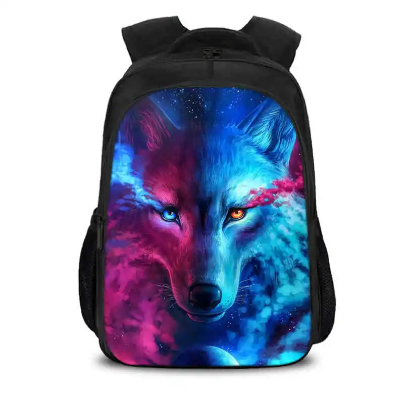 Kawaii/школьные сумки для мальчиков и девочек с 3D принтом волка животных Mochila Escolar